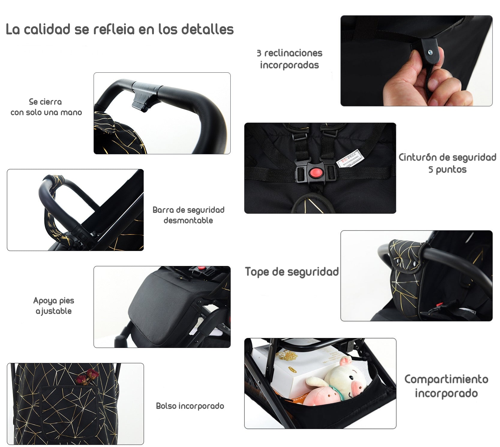 Coche De Paseo Últra Compacto Lubabycas Go Travel Negro