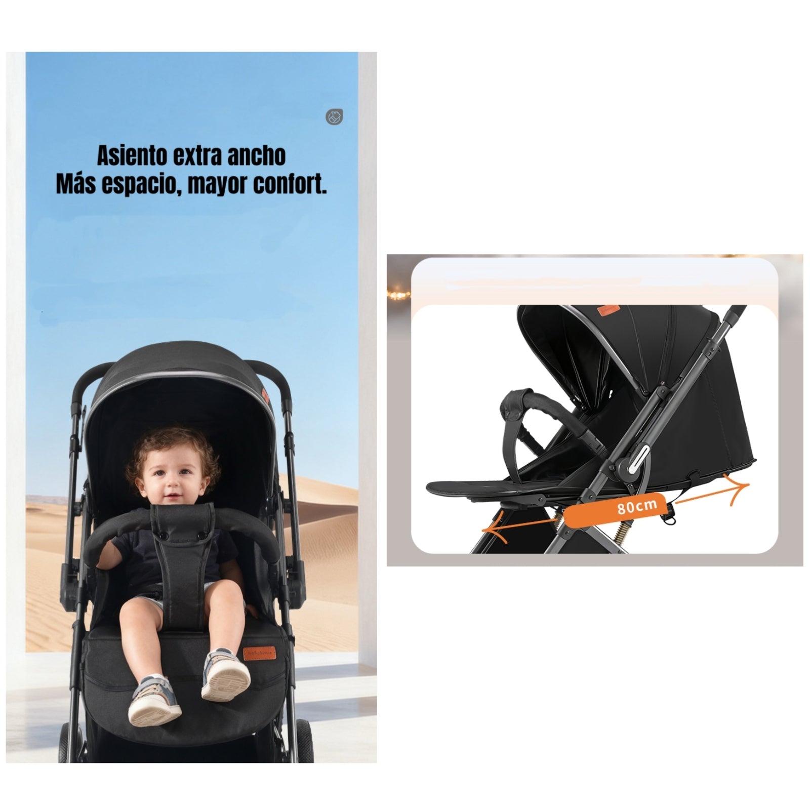 Coche Paseo Reversible Con Mosquitero Focus Gris LuBabycas