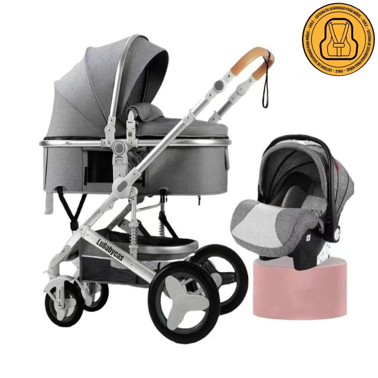 Coche Travel System Con Accesorios Gris LuBabycas
