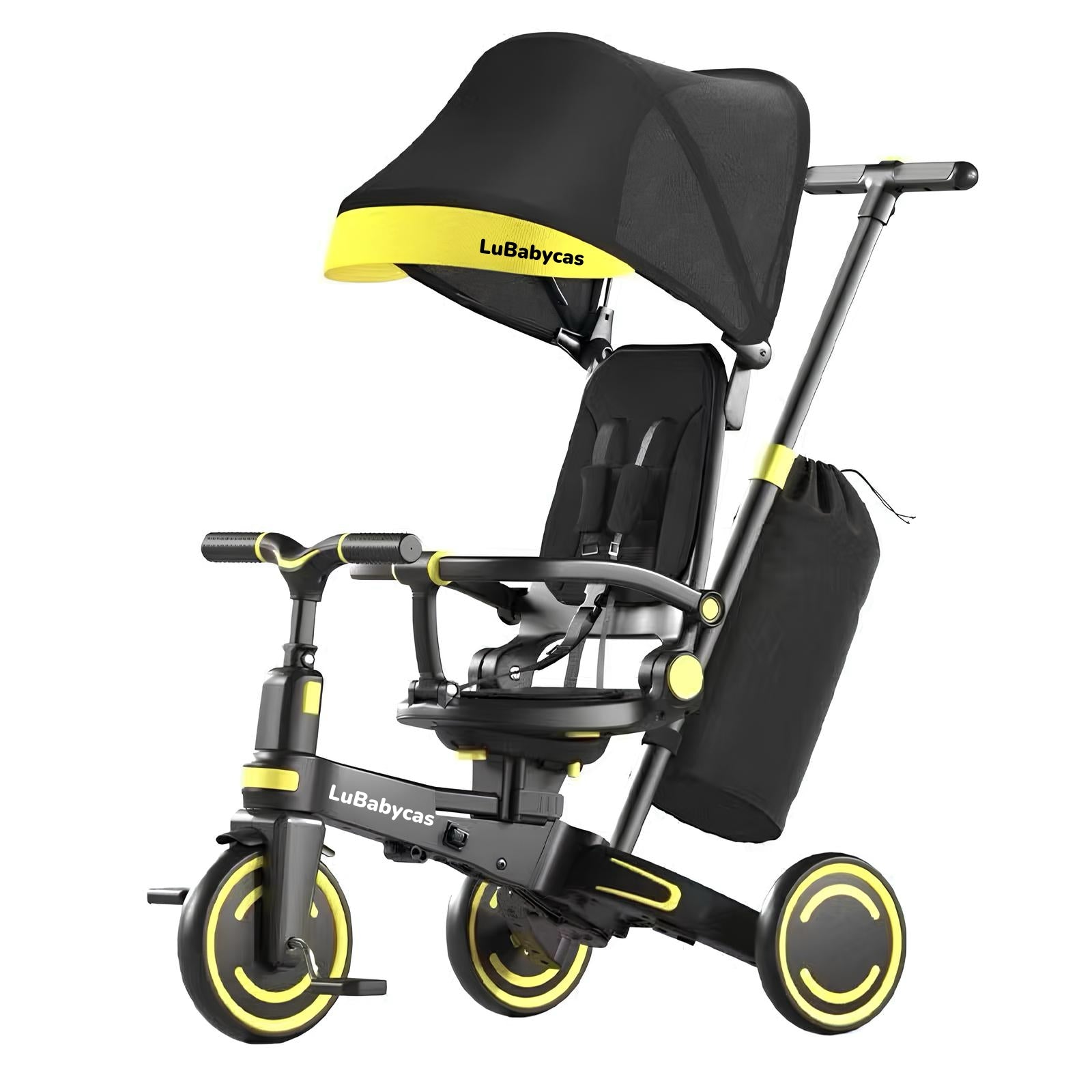 Triciclo Balance Plegable Con Bolso 9 En 1 LuBabycas Negro