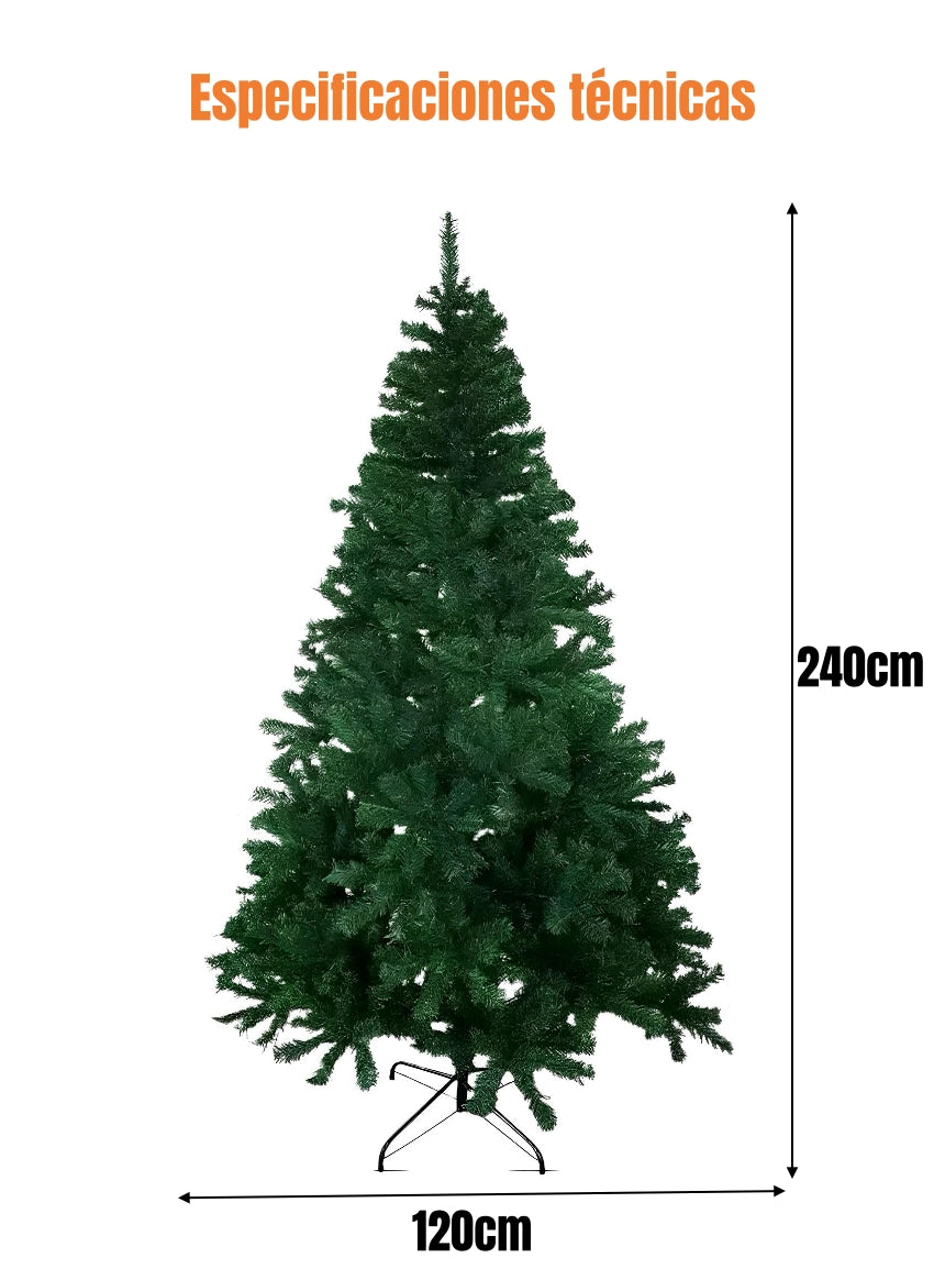 Árbol De Navidad Pino Verde Con Base Metal 240cm LuBabycas