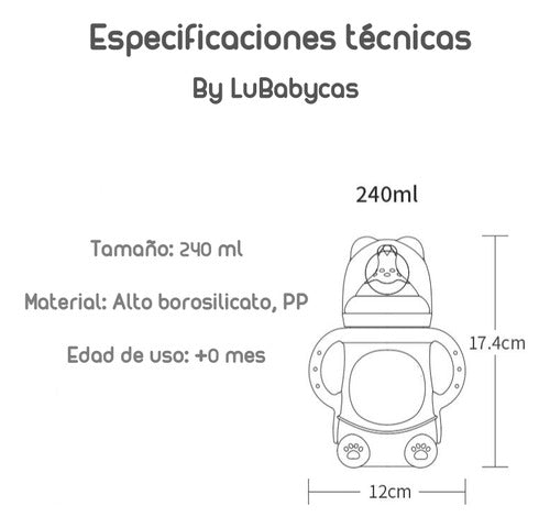 Mamadera 240ml Con Protector Y Chupetes By LuBabycas
