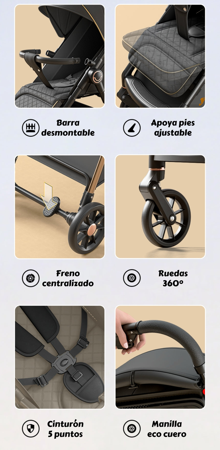 Coche De Paseo Últra Resistente 25kg Tek Negro LuBabycas