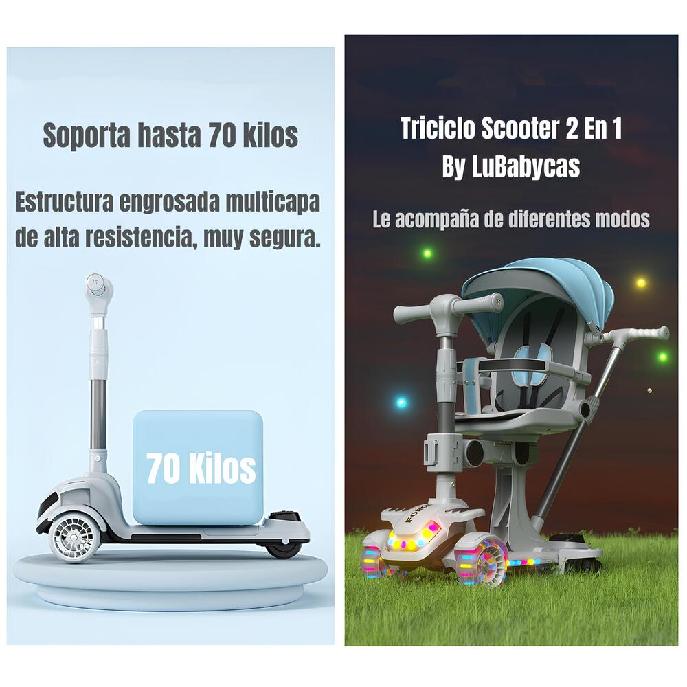 Triciclo Scooter 2 En 1 LuBabycas Rosado LuBabycas