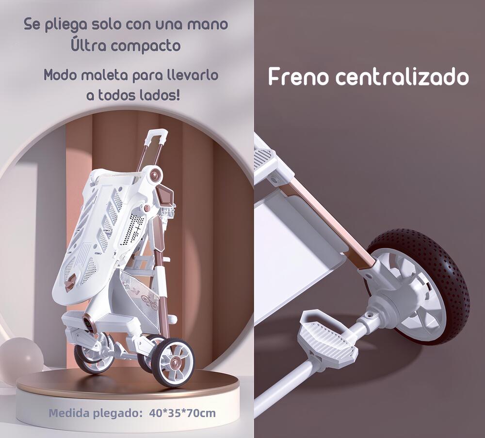 Coche De Paseo 360° Con Mesita Lubabycas Rosado