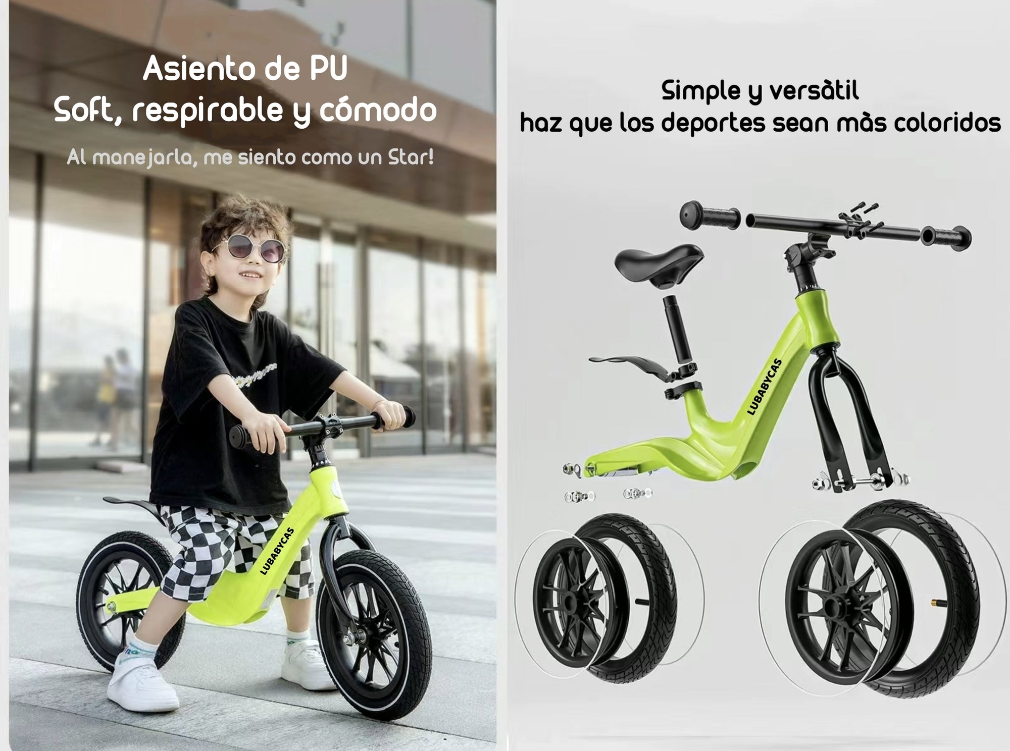 Bicicleta De Equilibrio Aprendizaje 2-8años Lubabycas Verde