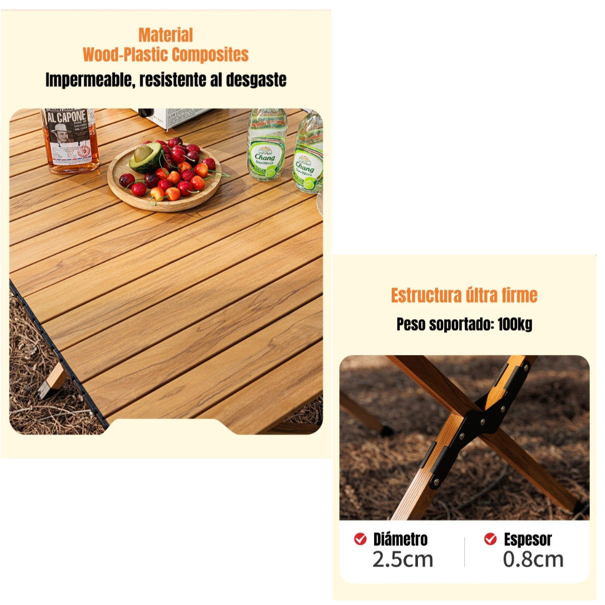 Mesa De Camping Plegable Impermeable 90x61cm Kemi