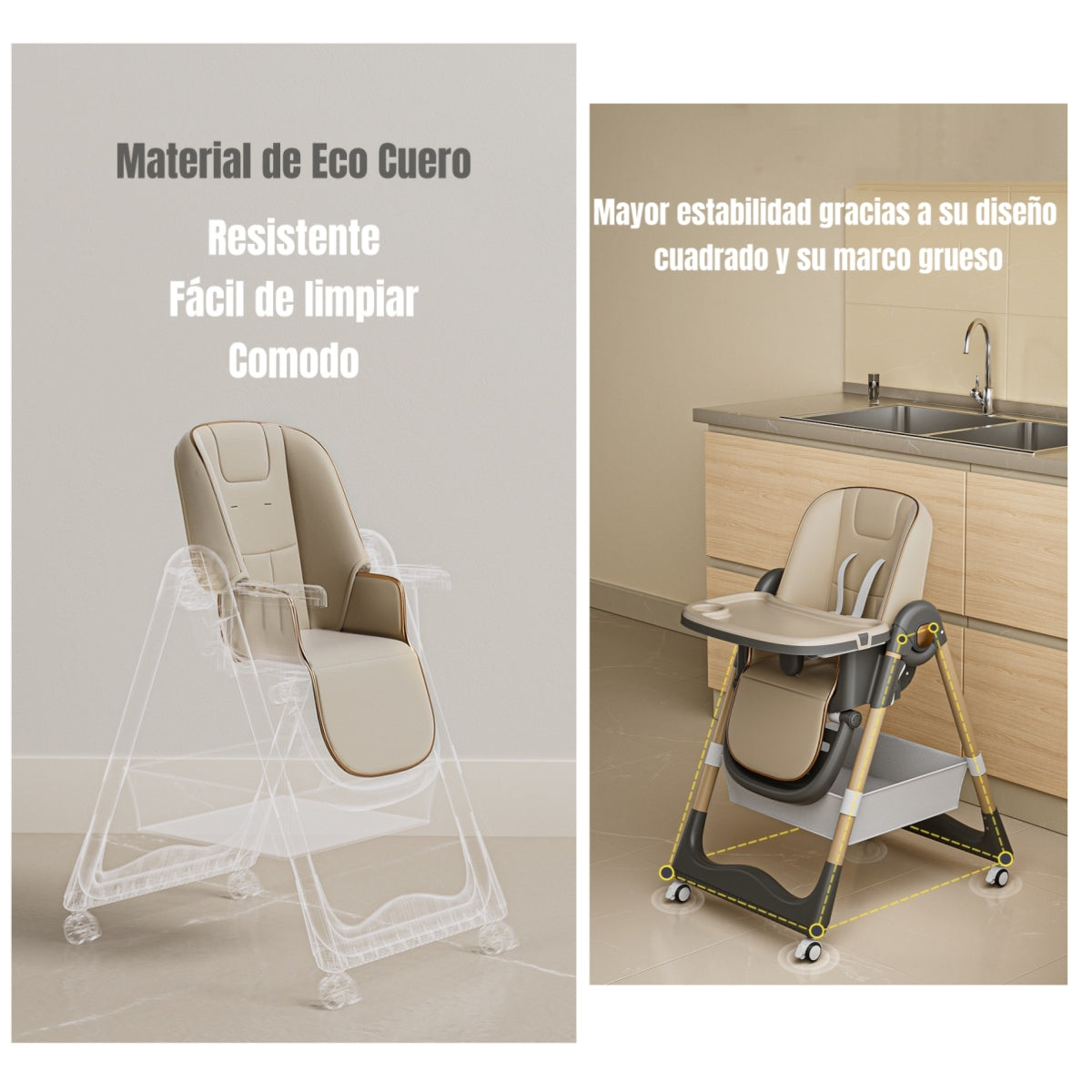 Silla De Comer Reclinable Plegable LuBabycas Café