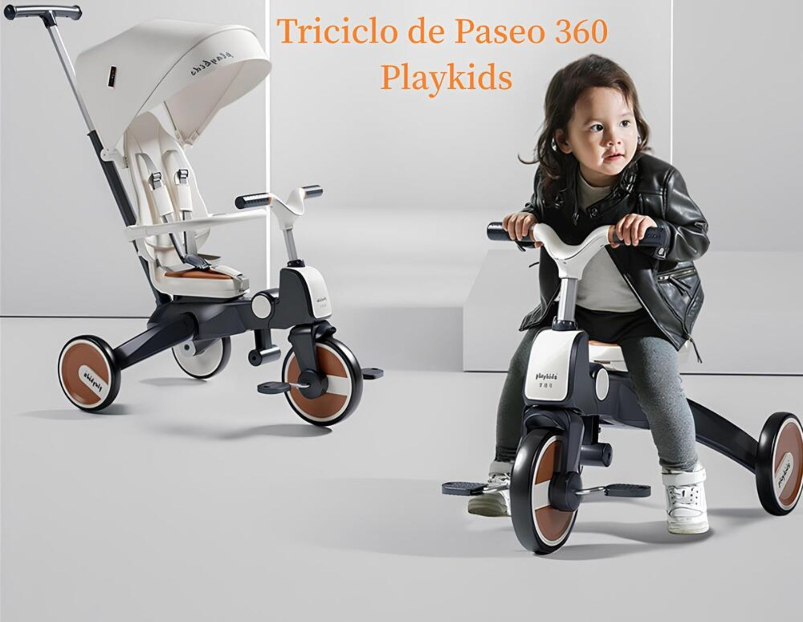 Triciclo De Paseo 360° Y Balance 6 En 1 Plegable Blanco