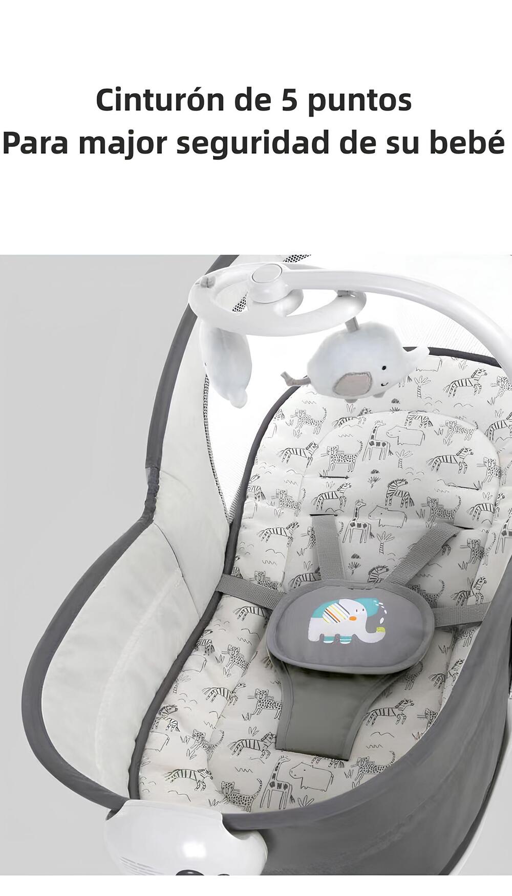 Cuna Moisés Y Columpio Con Vibración 2 En 1 Lubabycas Gris