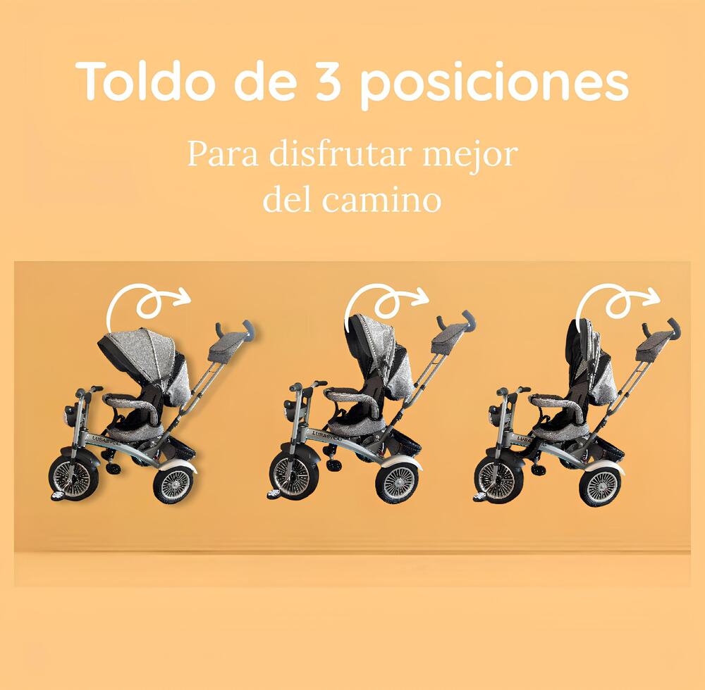 Triciclo Multifuncional 360° Con Luces Lubabycas Negro