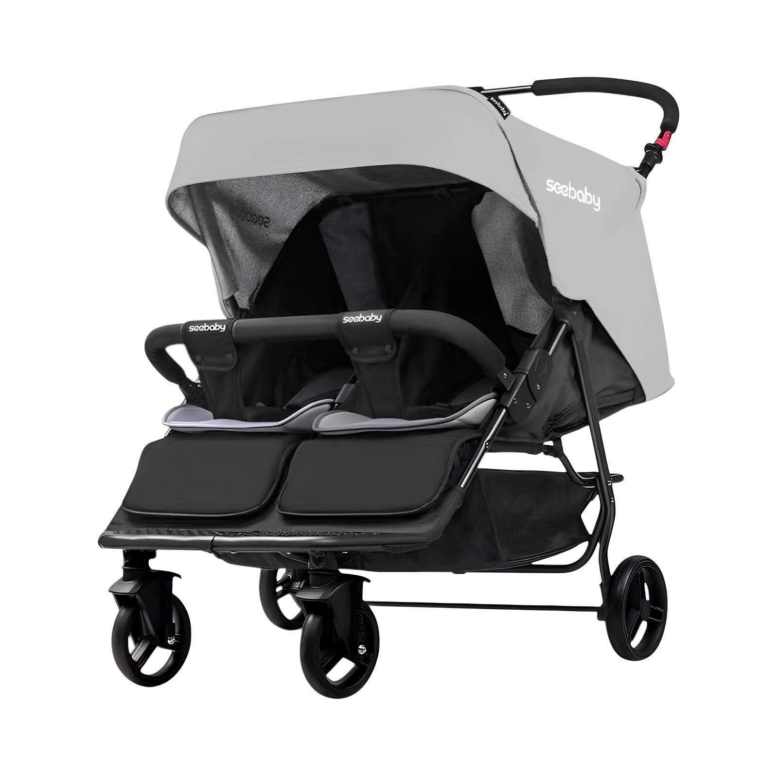 Coche Doble Reclinable 4 años Seebaby Gris LuBabycas