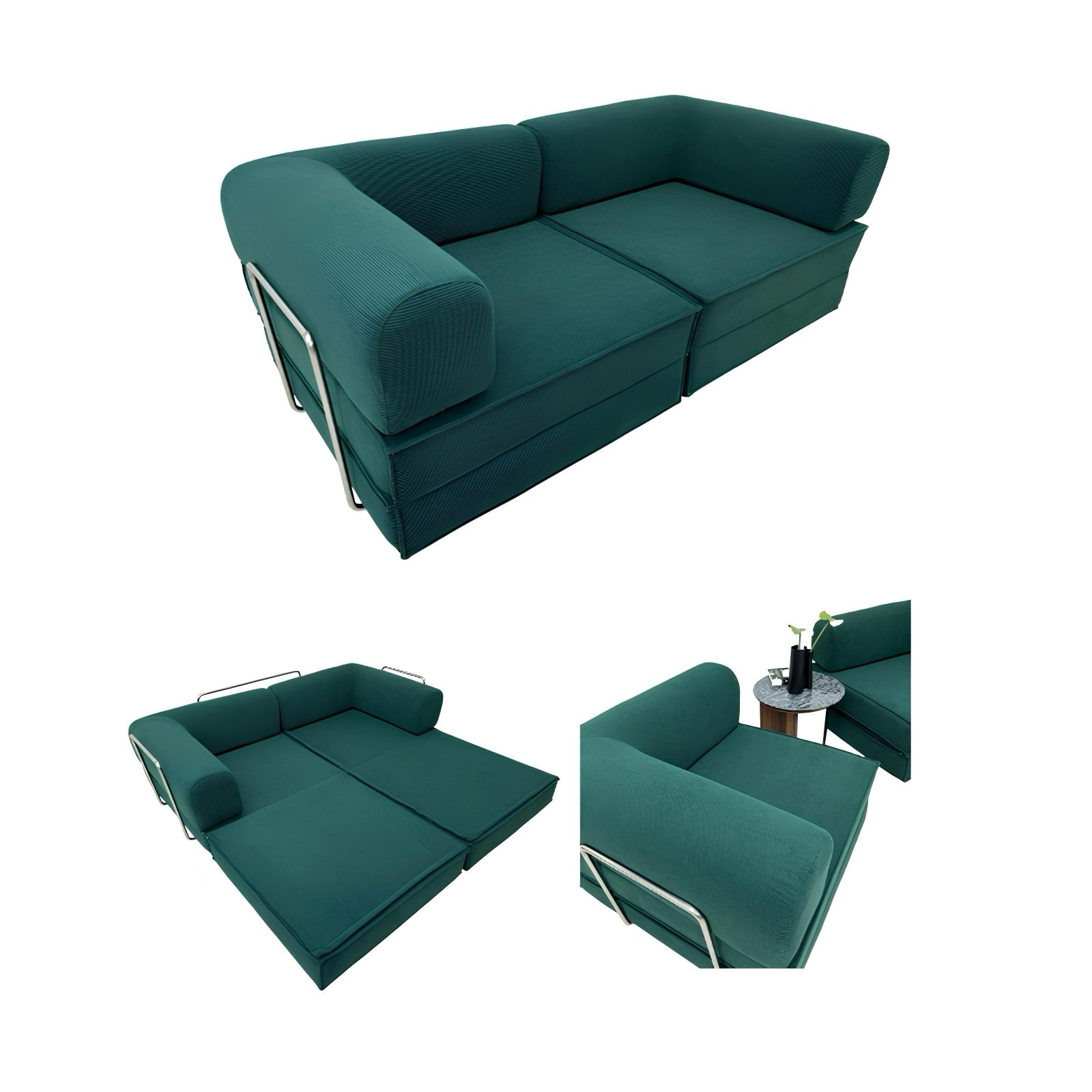Sillon Sofa Cama Comprimido Combinable 203cm K17 Verde