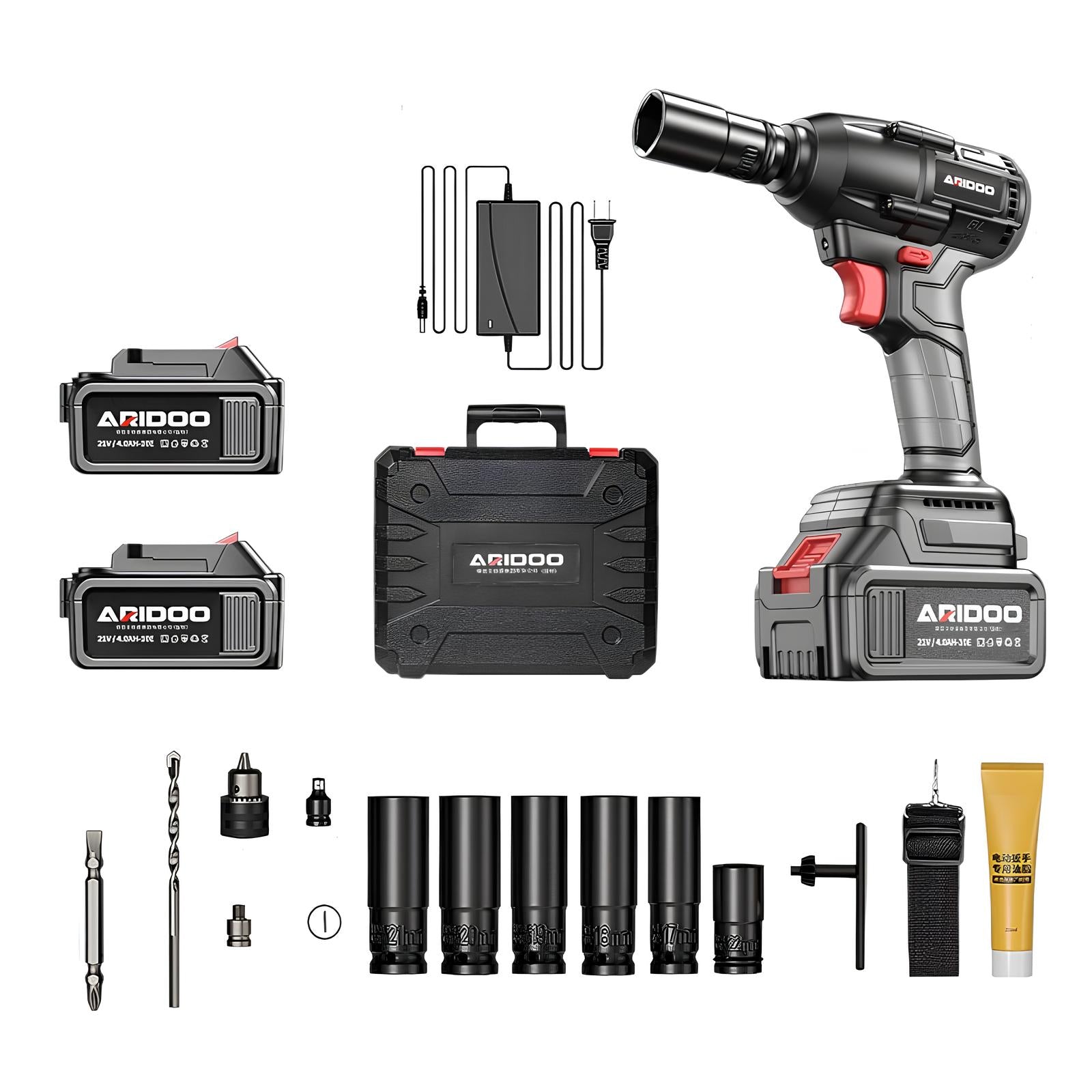 Kit Llave Impacto Inalámbrica Taladro Pistola 2 Baterías D02