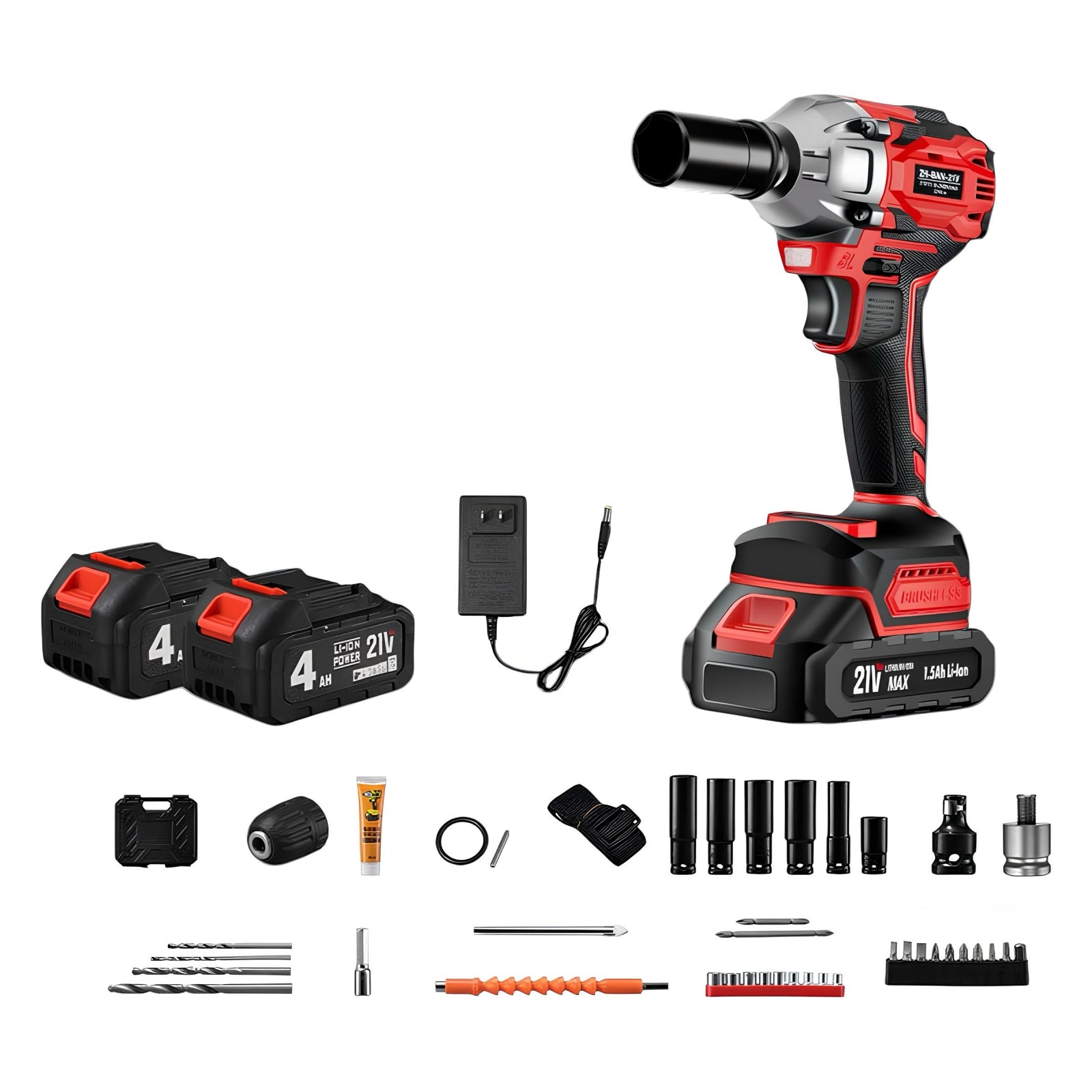 Kit Llave De Impacto Inalámbrica Taladro Pistola 2 Baterías