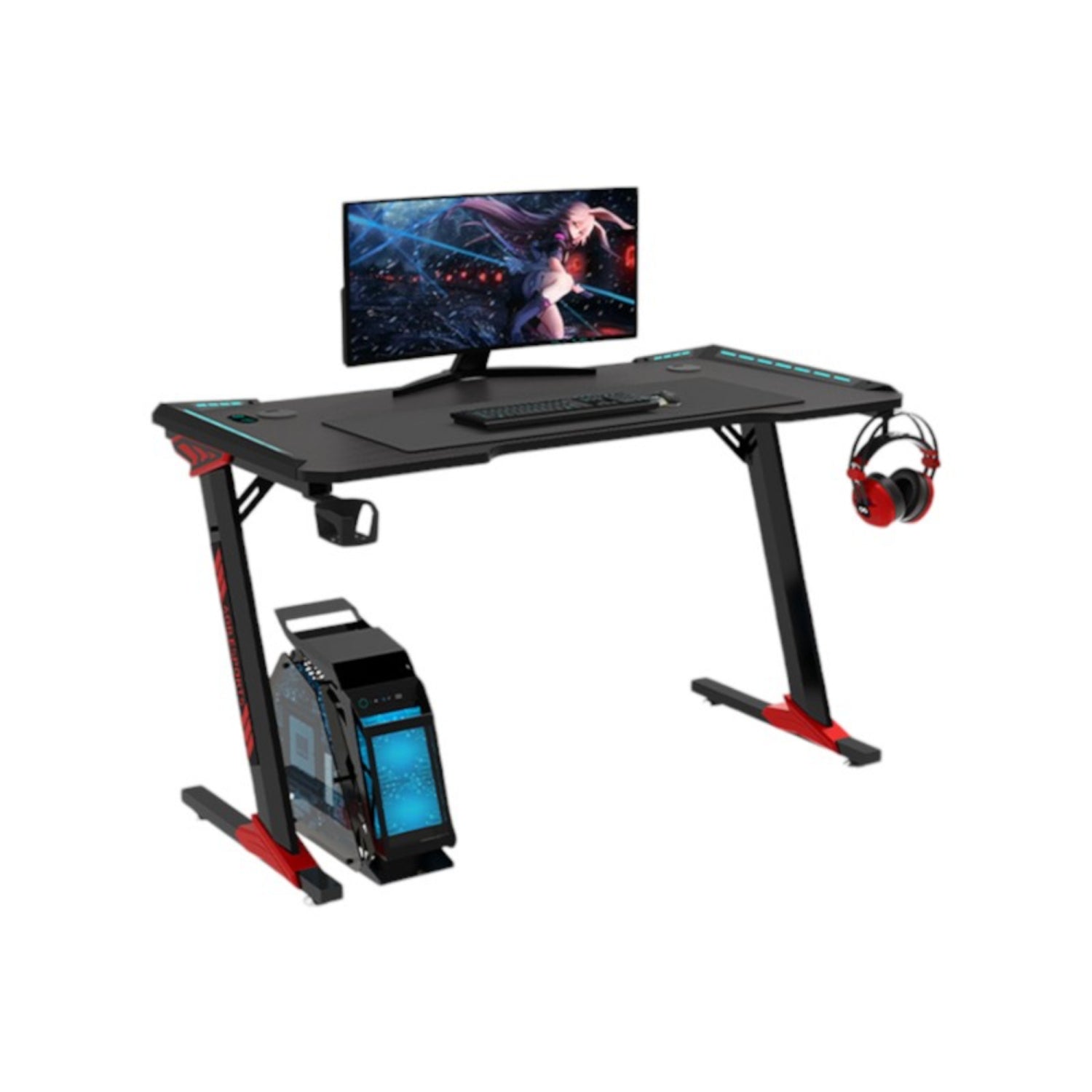 Escritorio Gamer 120x60x73cm Con Luces Negro LuBabycas