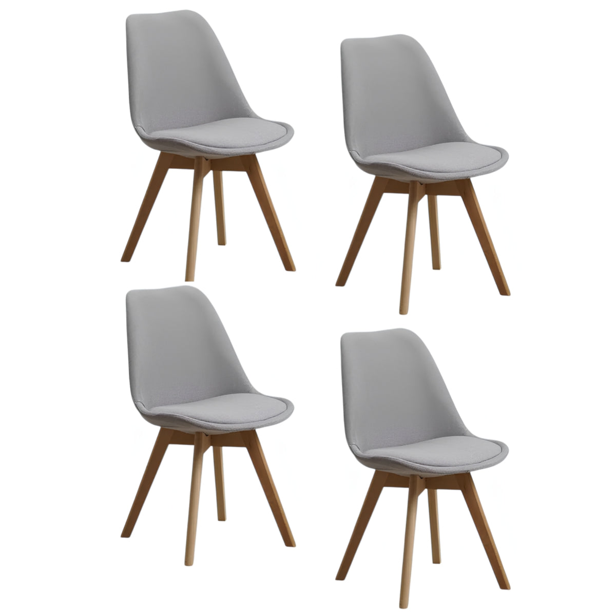 Set 4 Sillas De Comedor De Tela Madera Gris Fabric LuBabycas