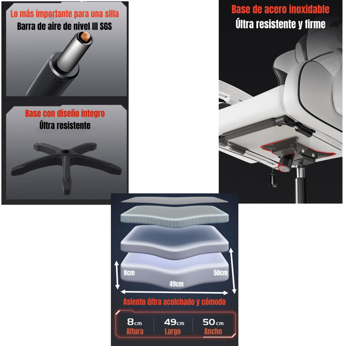 Silla Gamer Ergonómica Reclinable Con Reposapies Rosada