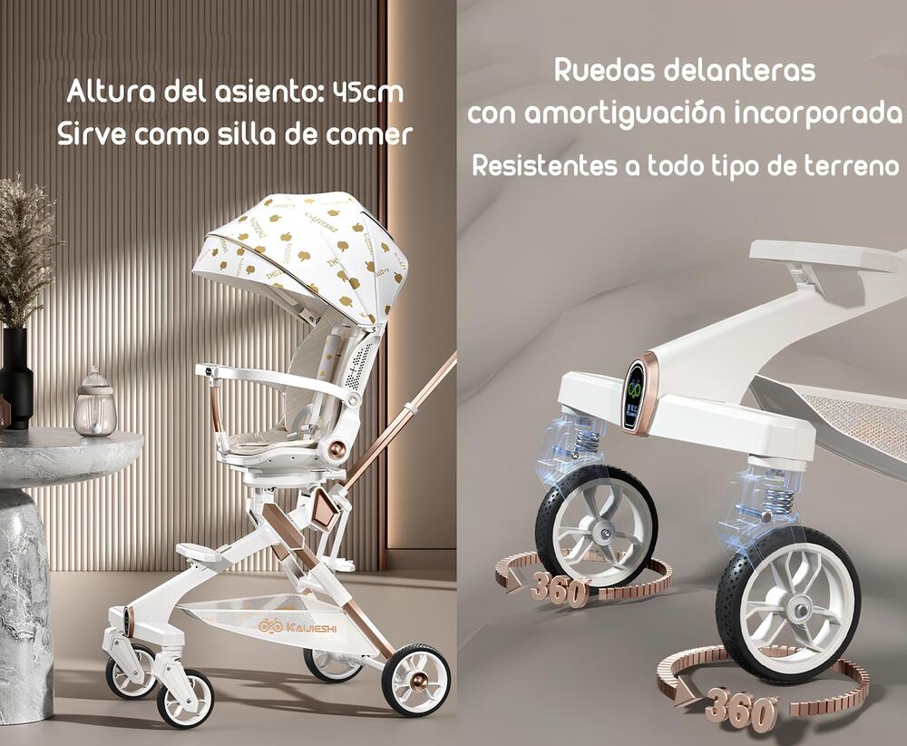 Coche De Paseo 360° Con Mesita Lubabycas Blanco