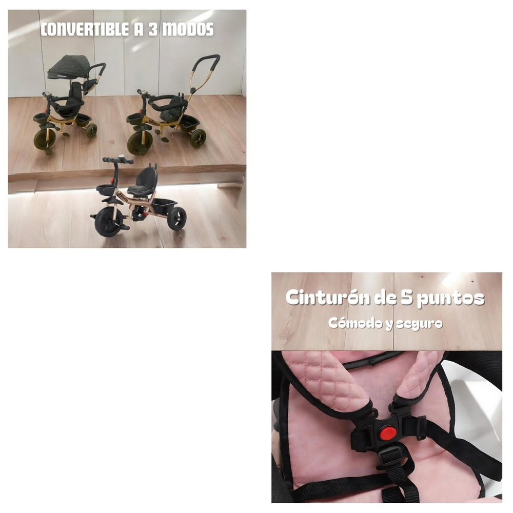 Triciclo 3 En 1 Con Apoya Pies 360°LuBabycas Negro