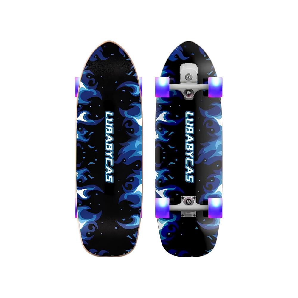 Skate Patineta De Madera Con Luces Freestyle Azul LuBabycas