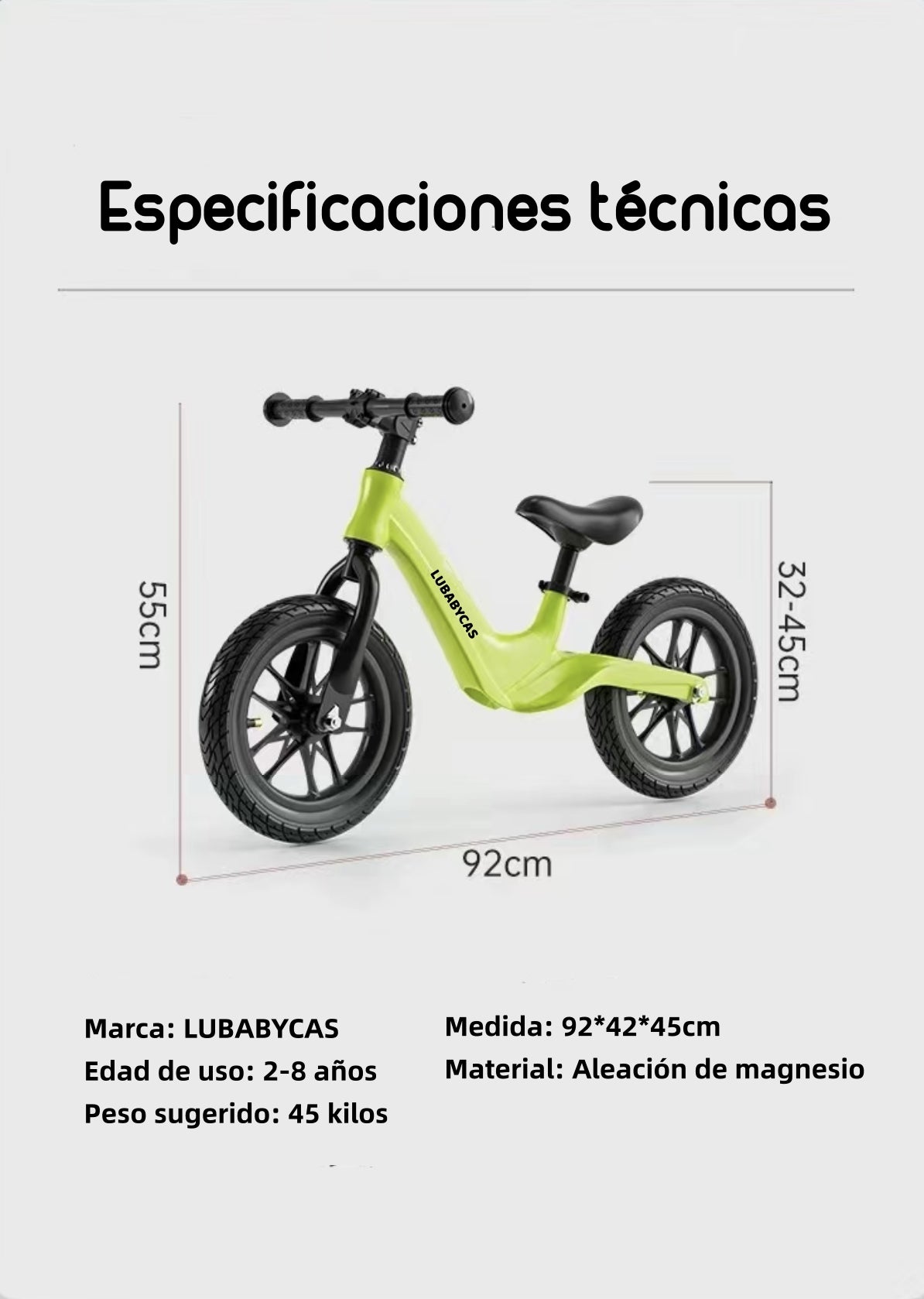 Bicicleta De Equilibrio Aprendizaje 2-8años Lubabycas Rosada