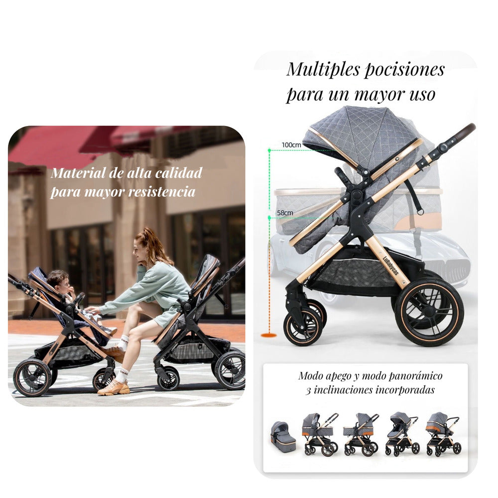 Coche Travel System Con Accesorios LuBabycas X1 Negro