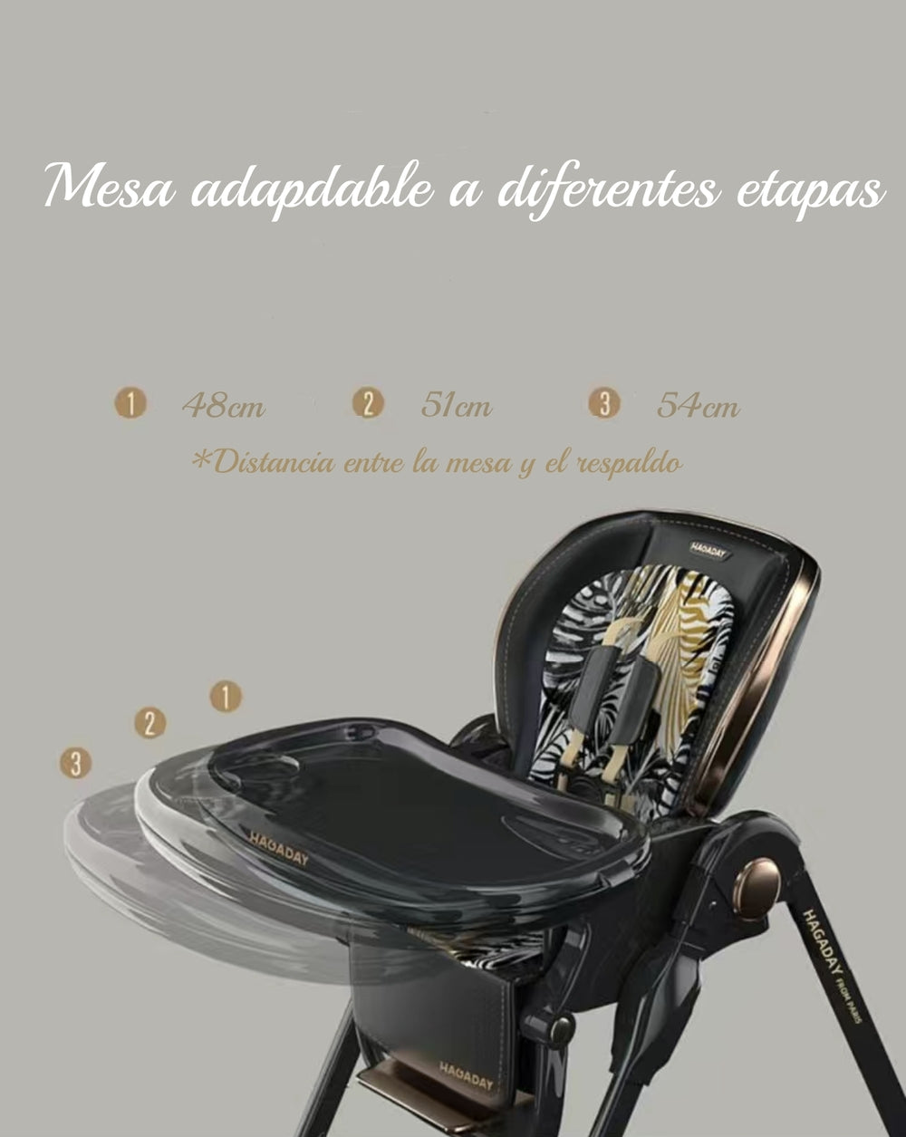 Silla De Comer Lujosa Reclinable Hagaday Negra Lubabycas
