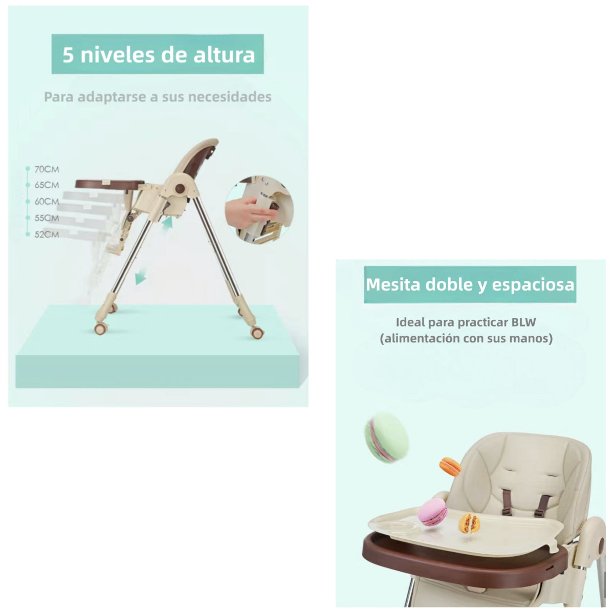 Silla De Comer Multiposiciones Plegable Rosada Lubabycas