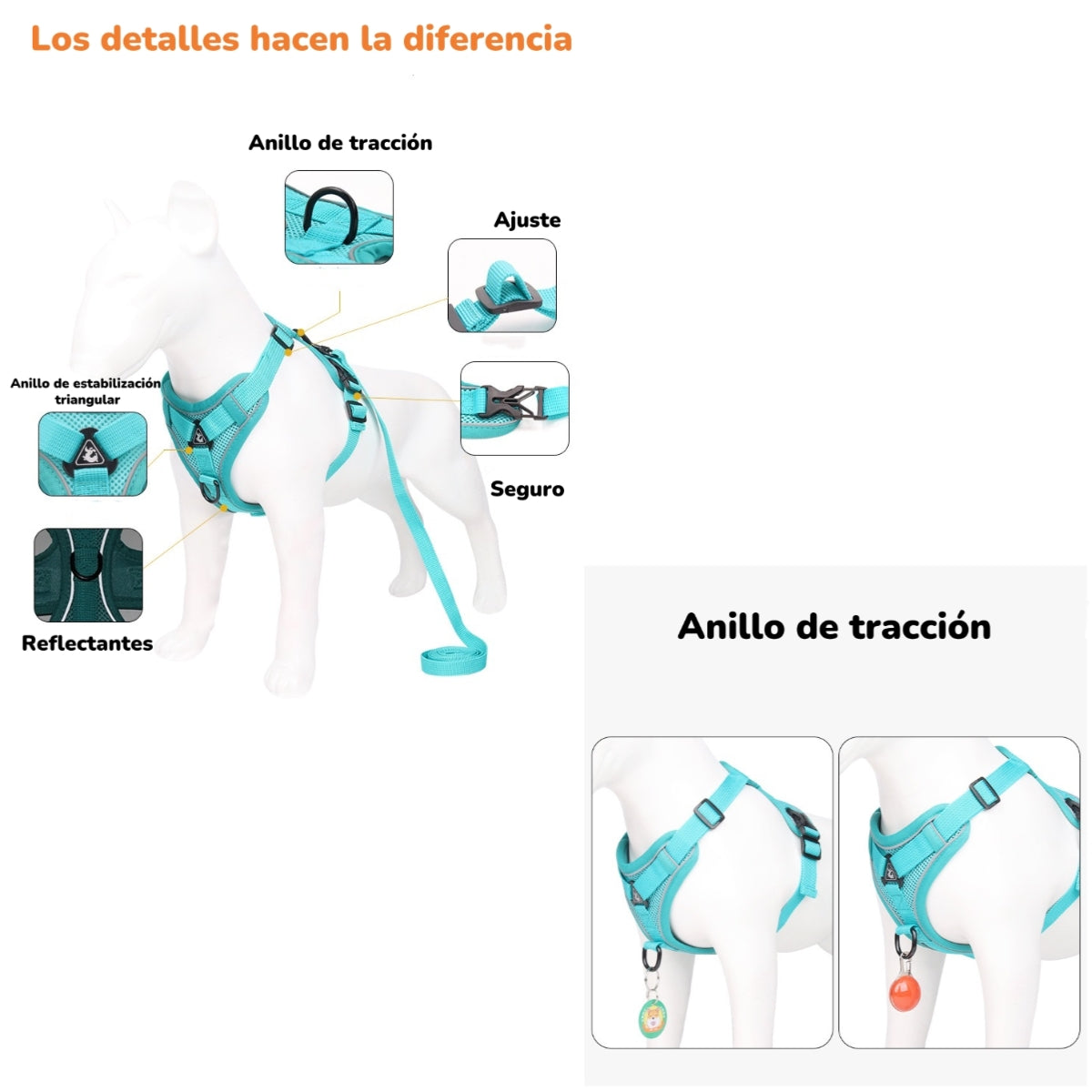 Arnés Para Perro Ajustable Con Correa Reflectantes L