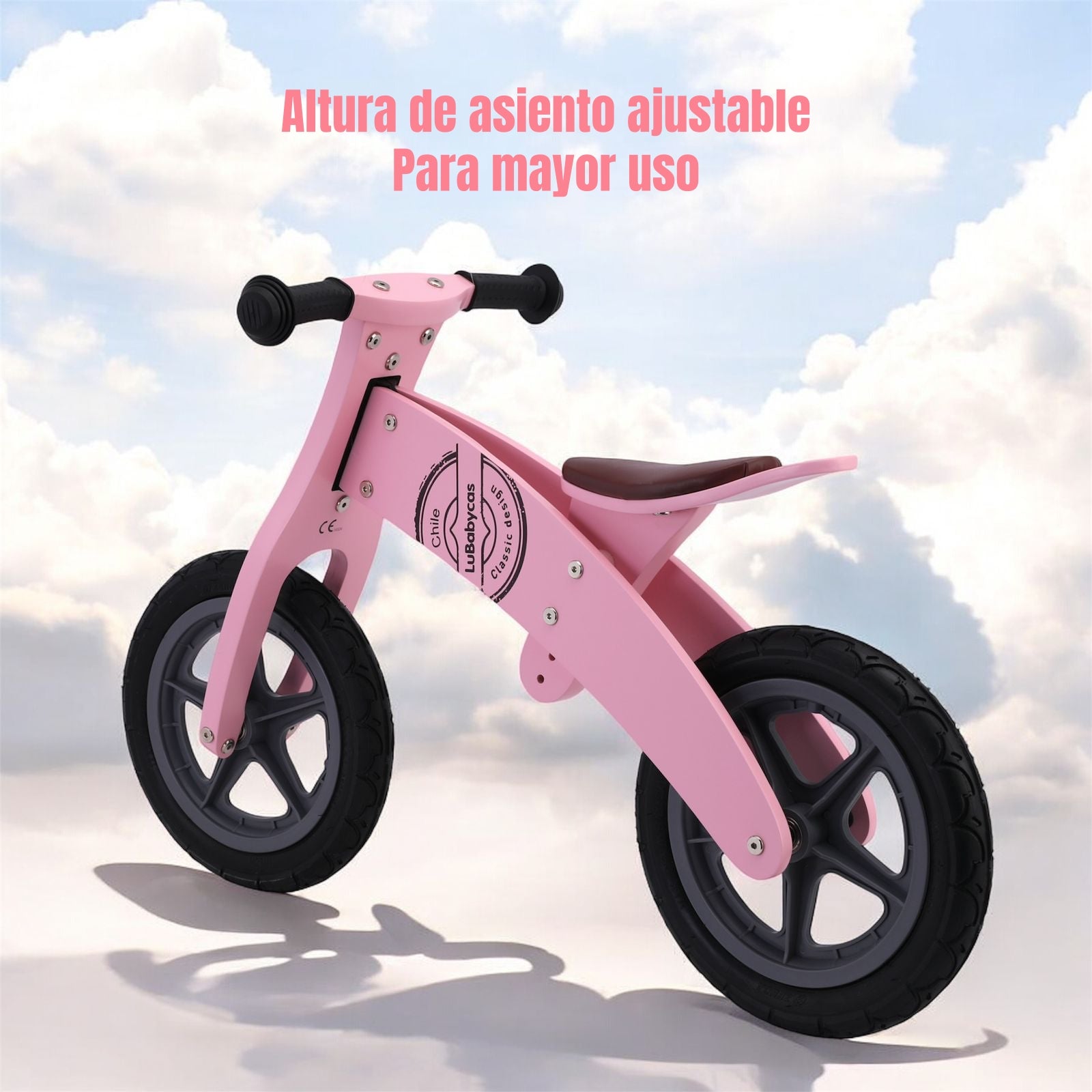 Bicicleta de Equilibrio Madera Wood LuBabycas Rosada