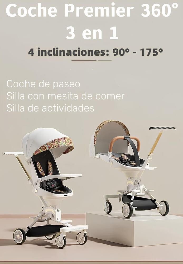 Coche De Paseo 360° 3 En 1 Reclinable Lubabycas Blanco