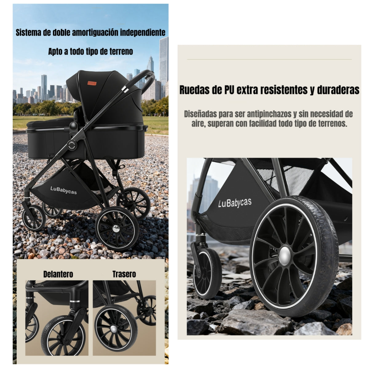 Coche Travel System Toldo 360°Gese Baby Gris LuBabycas