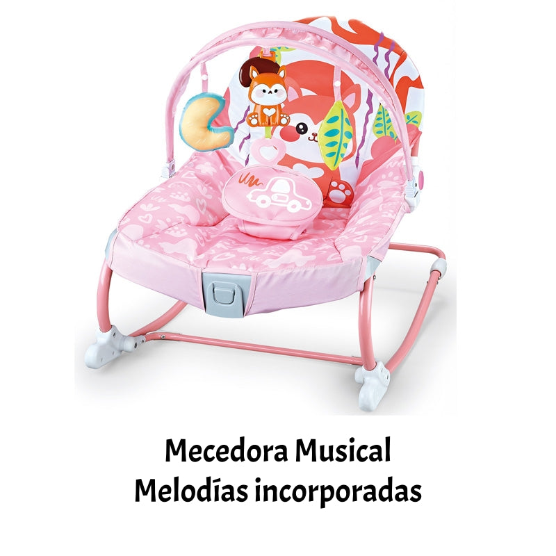Mecedora Bebé Silla Nido Musical Vibración Rosada LuBabycas