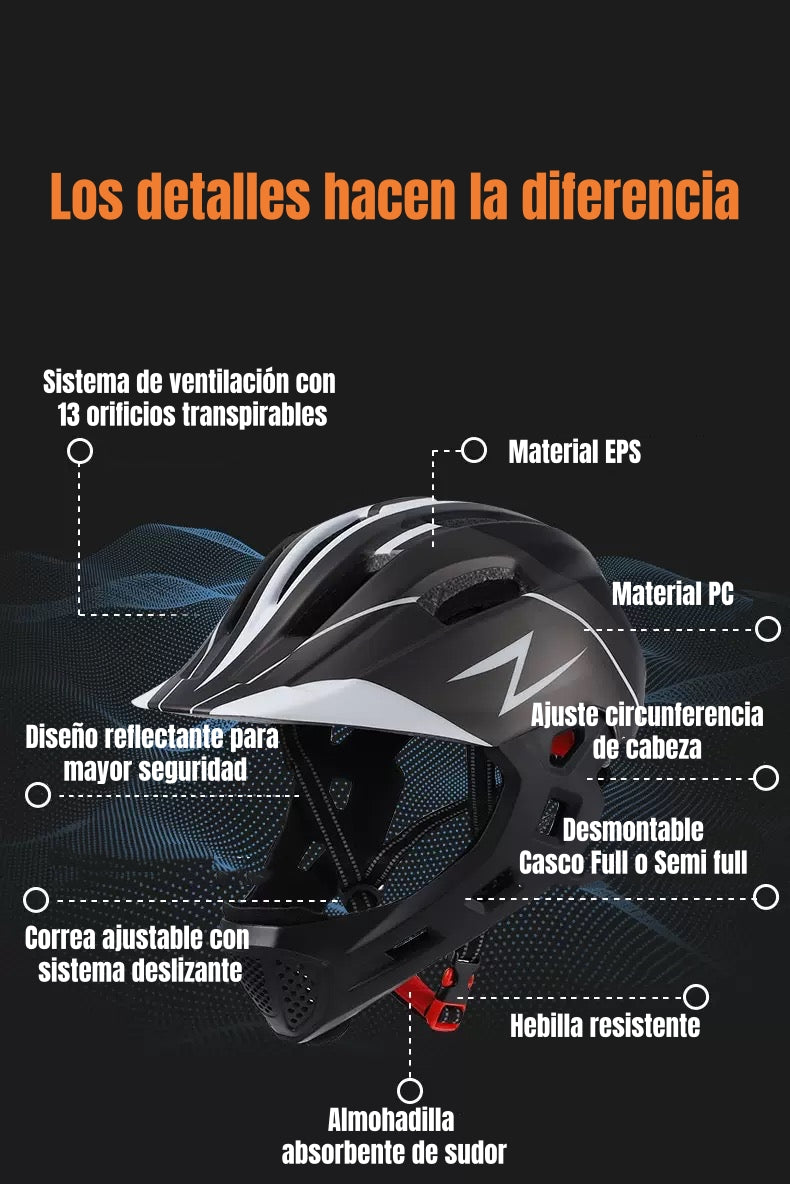 Casco Integral Infantil Bici 2 En 1 Slight Negro LuBabycas