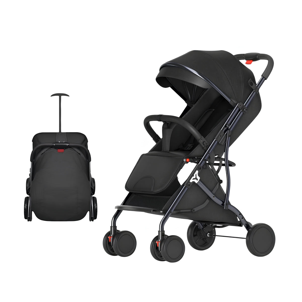 Coche De Paseo Compacto Con Accesorios Lubabycas Black
