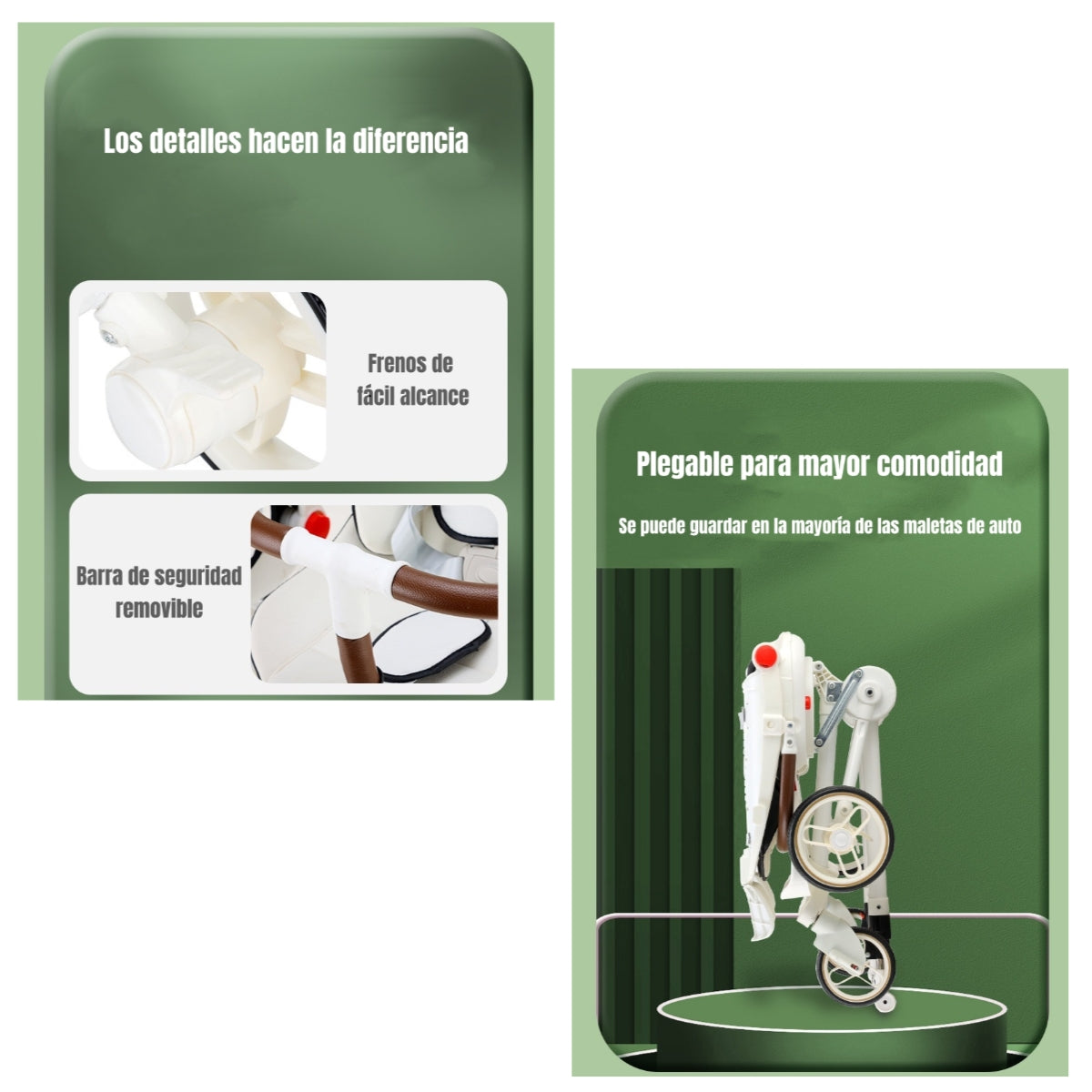 Coche Doble con Mesita de Comer Reclinable Gris LuBabycas
