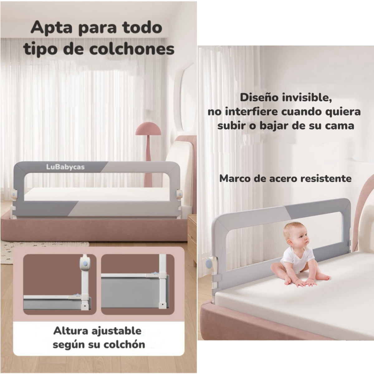 Pack 3 Barandas De Cama Plegable Cama King LuBabycas