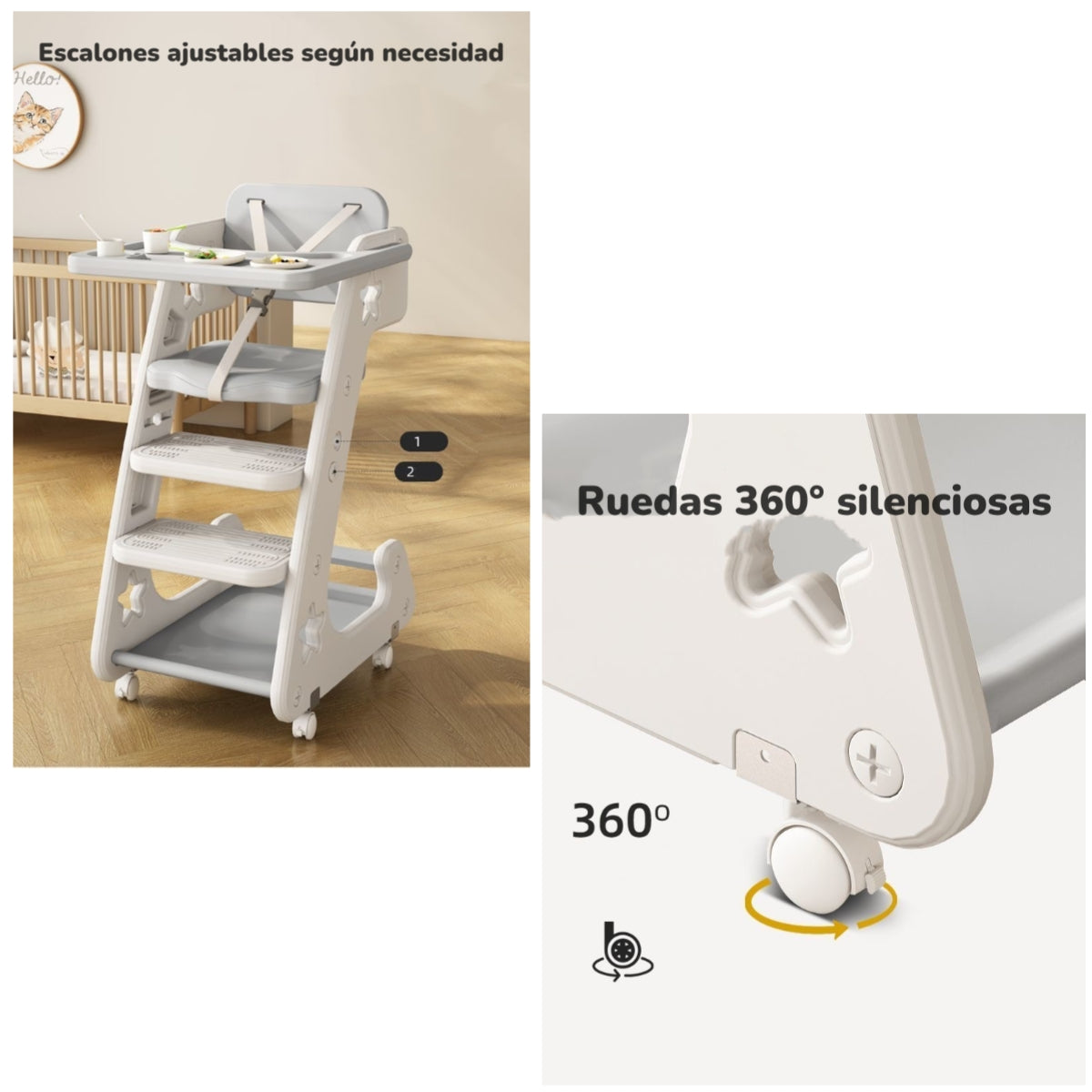 Silla De Comer Multifuncional Growth Gris LuBabycas