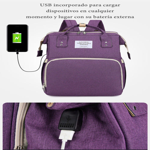 Mochila Maternal 3 En 1 Con Cunita Lubabycas Morada