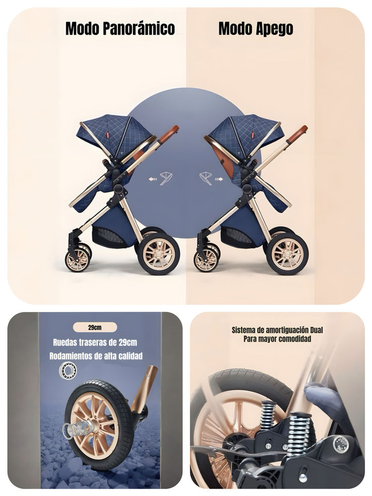 Coche Deluxe Con Silla Nido Y Accesorios Blanco Lubabycas