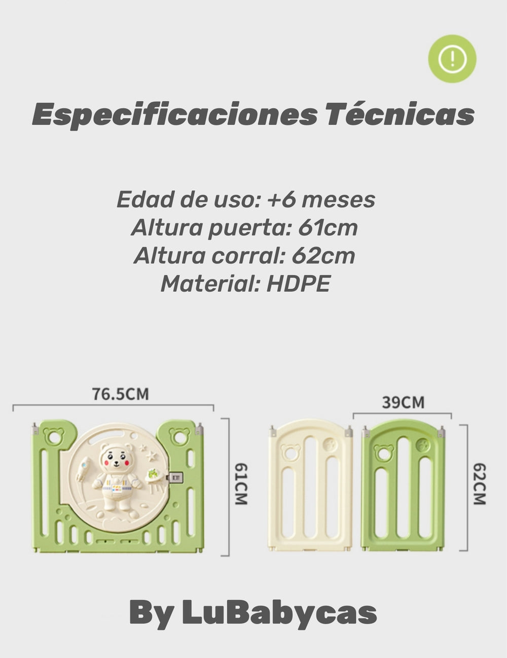 Corral Armado Multiposiciones Accesorios 153*160cm Lubabycas