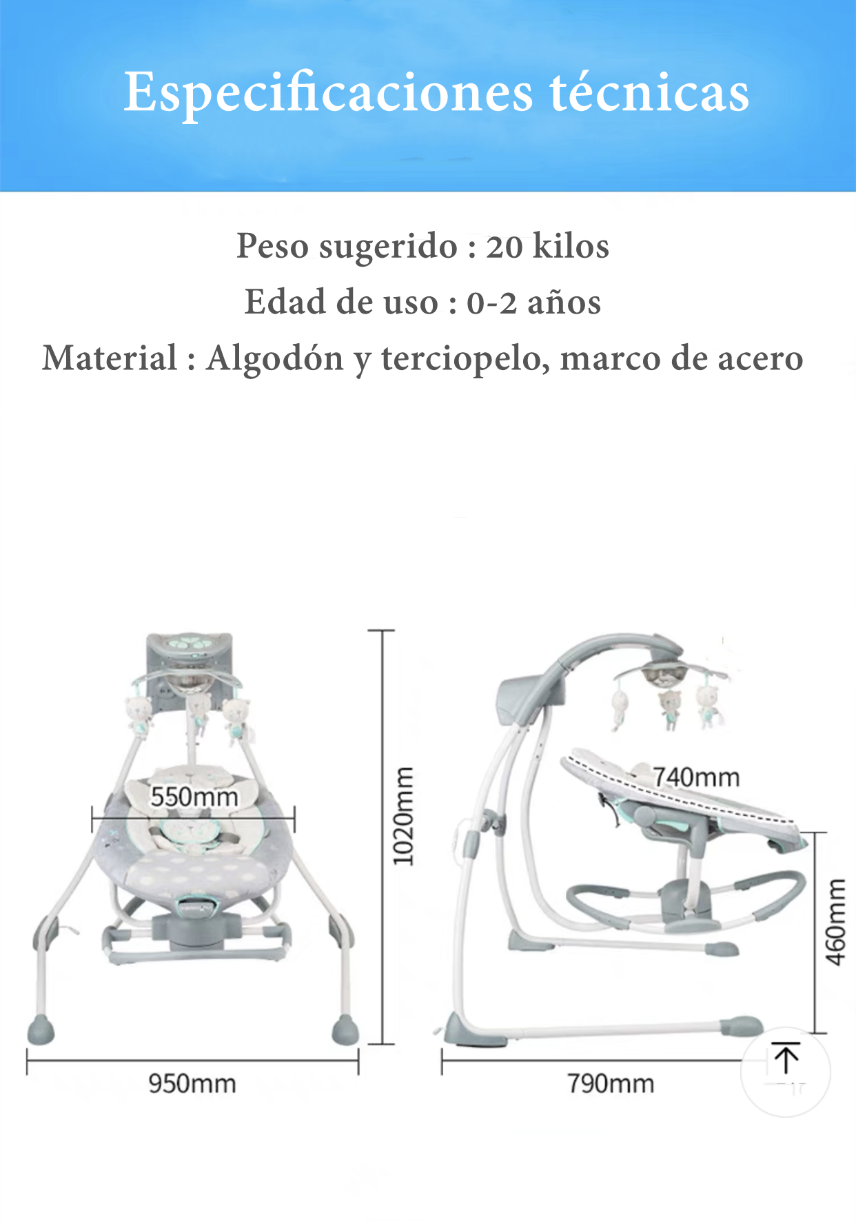 Columpio Mecedora Electrico 360° Ingenuity Lubabycas