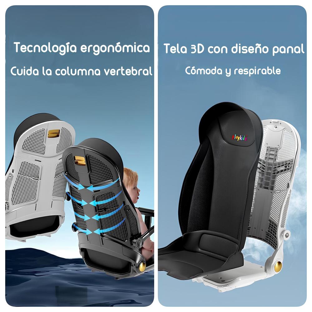 Coche De Paseo 360° Reclinable Playkids Negro Lubabycas