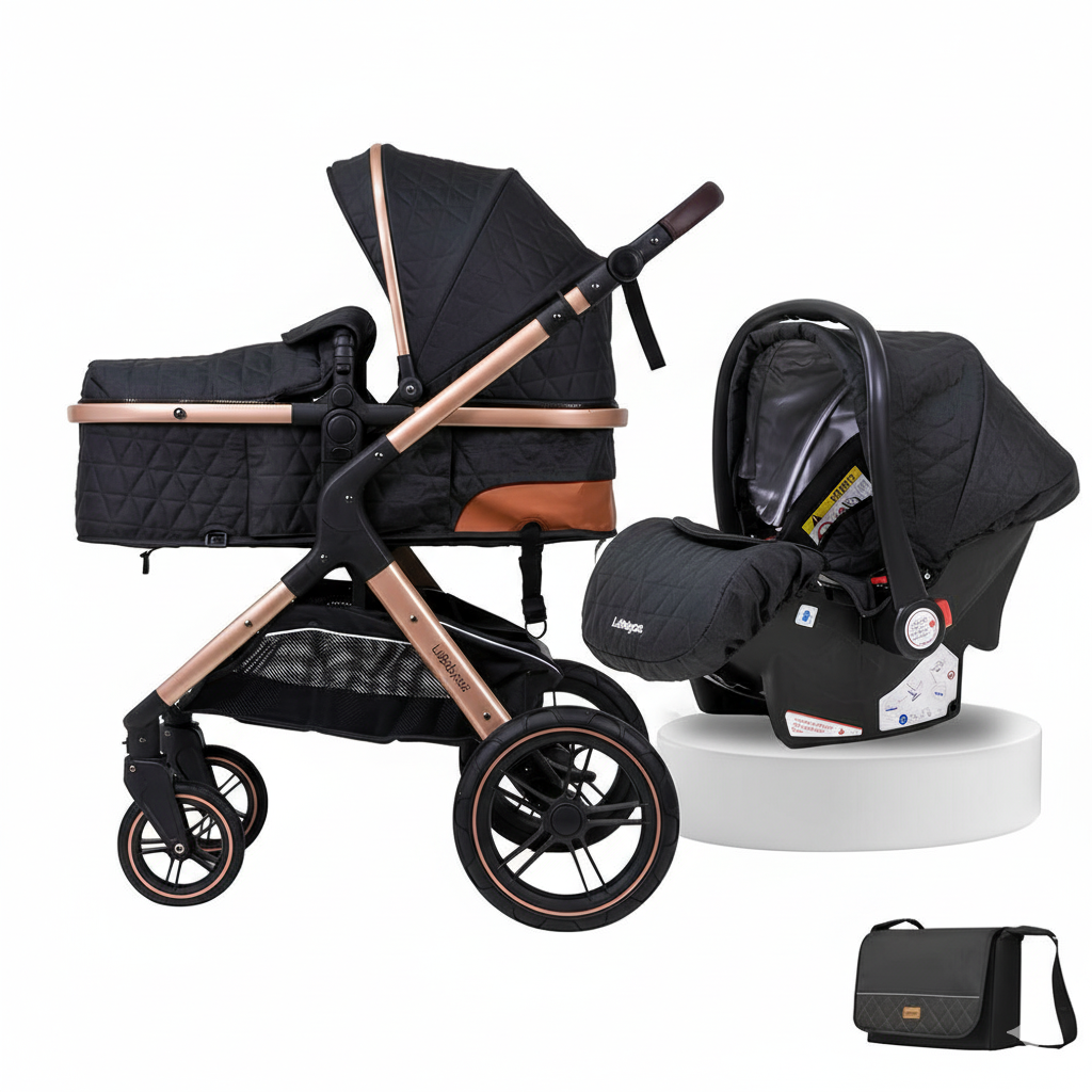 Coche Travel System Con Accesorios LuBabycas X1 Negro