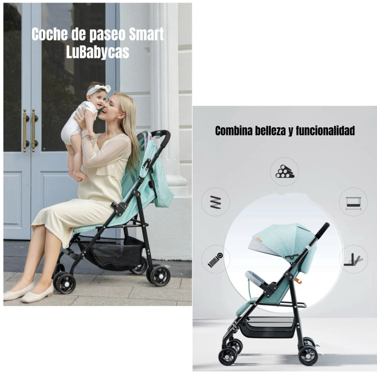 Coche De Paseo Reclinable Liviano Smart Negro LuBabycas