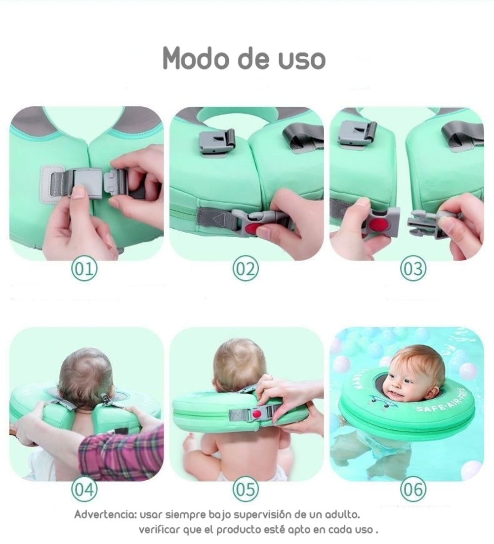 Flotador De Cuello Para Bebé Verde By Lubabycas