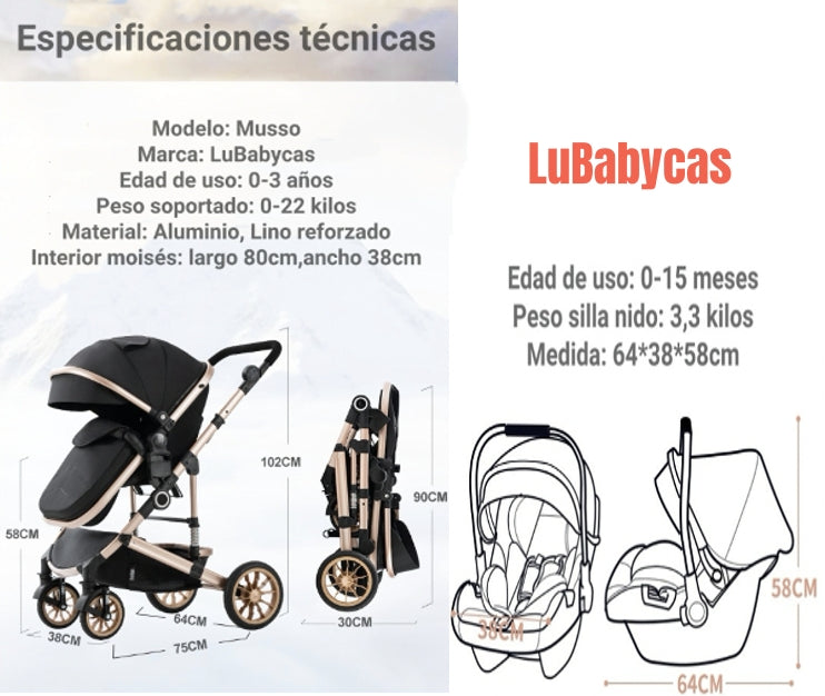 Coche Travel System Con Accesorios Musso Gris LuBabycas