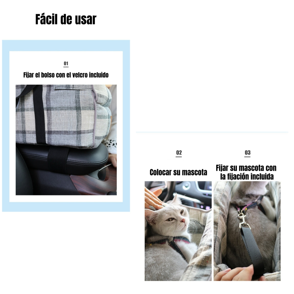 Bolso De Asiento Mascotas Portatil Transportador 2 En 1 Azul