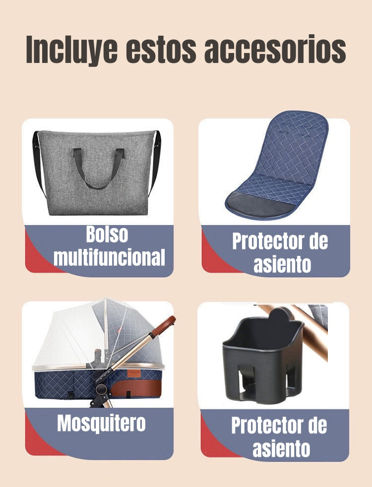 Coche Travel System Con Accesorios Musso Negro LuBabycas